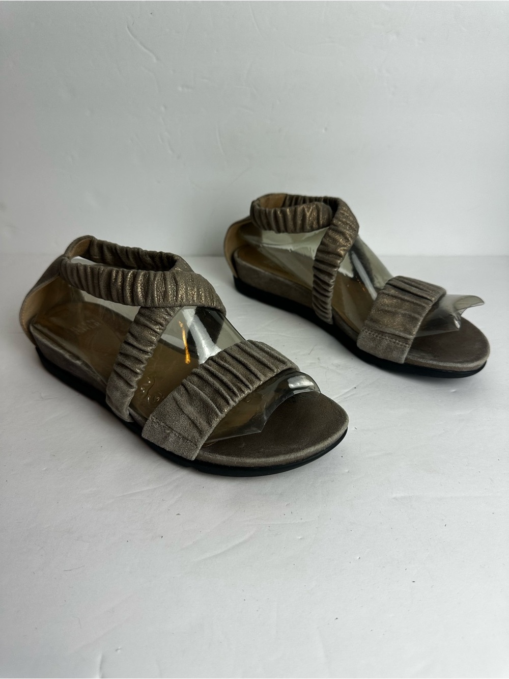 Eileen Fisher Sandals Women's Size 8 Elastic Strap Adjustable Pewter Summer - Picture 8 of 8